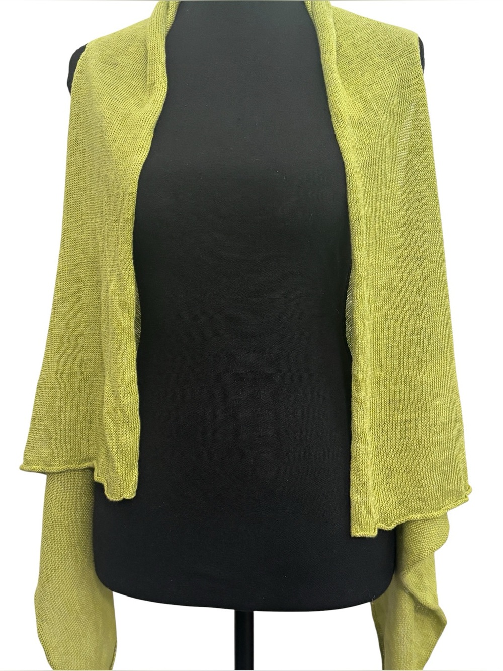 Eileen Fisher 100% Linen Open Front Drape Cardigan Lagenlook Moss Green Sz M - Picture 2 of 11